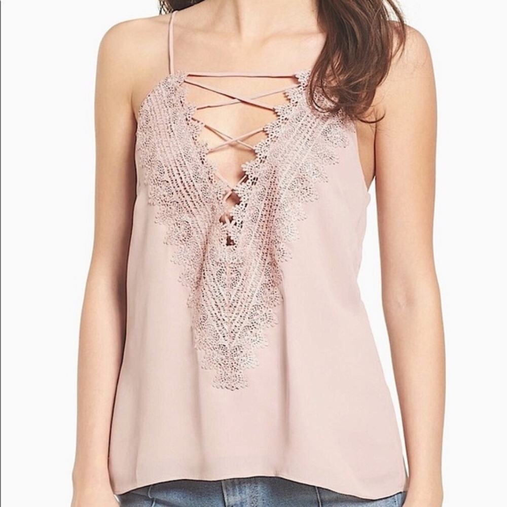Wayf Rose Pink Lace Tanktop